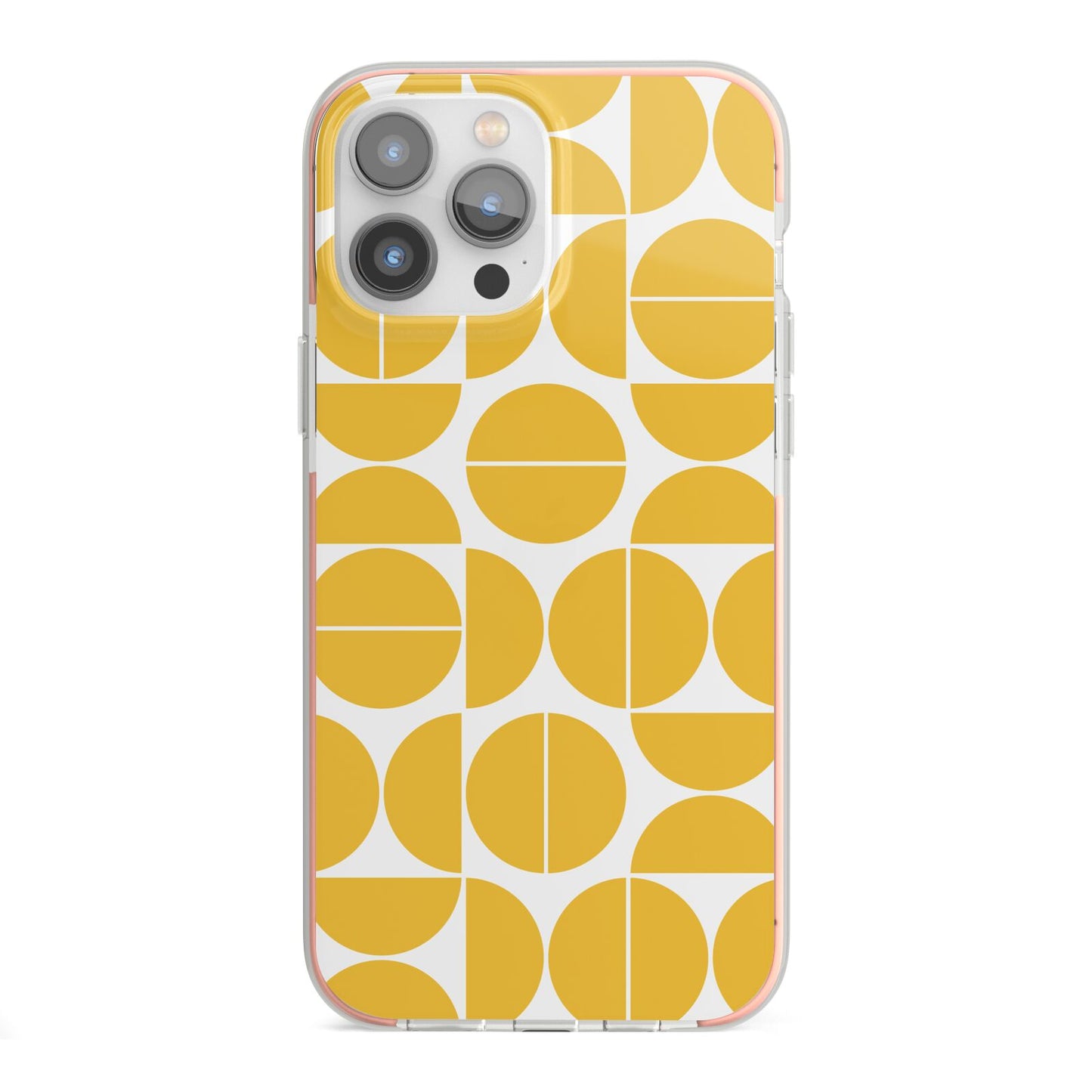 Circular Geometric Pattern iPhone 13 Pro Max TPU Impact Case with Pink Edges