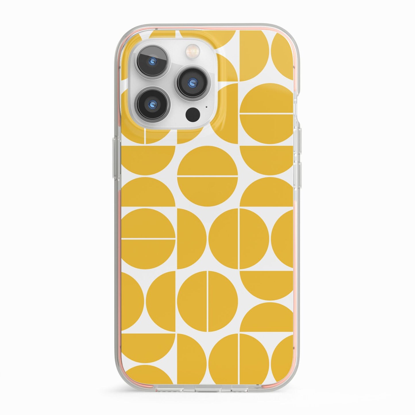 Circular Geometric Pattern iPhone 13 Pro TPU Impact Case with Pink Edges