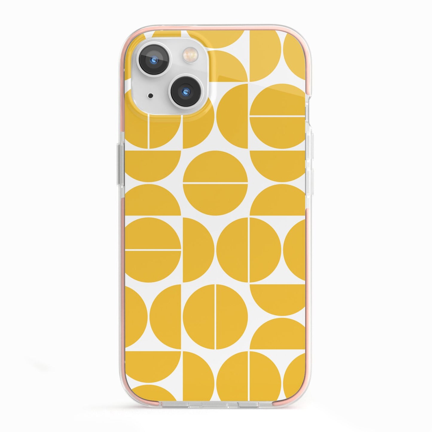 Circular Geometric Pattern iPhone 13 TPU Impact Case with Pink Edges