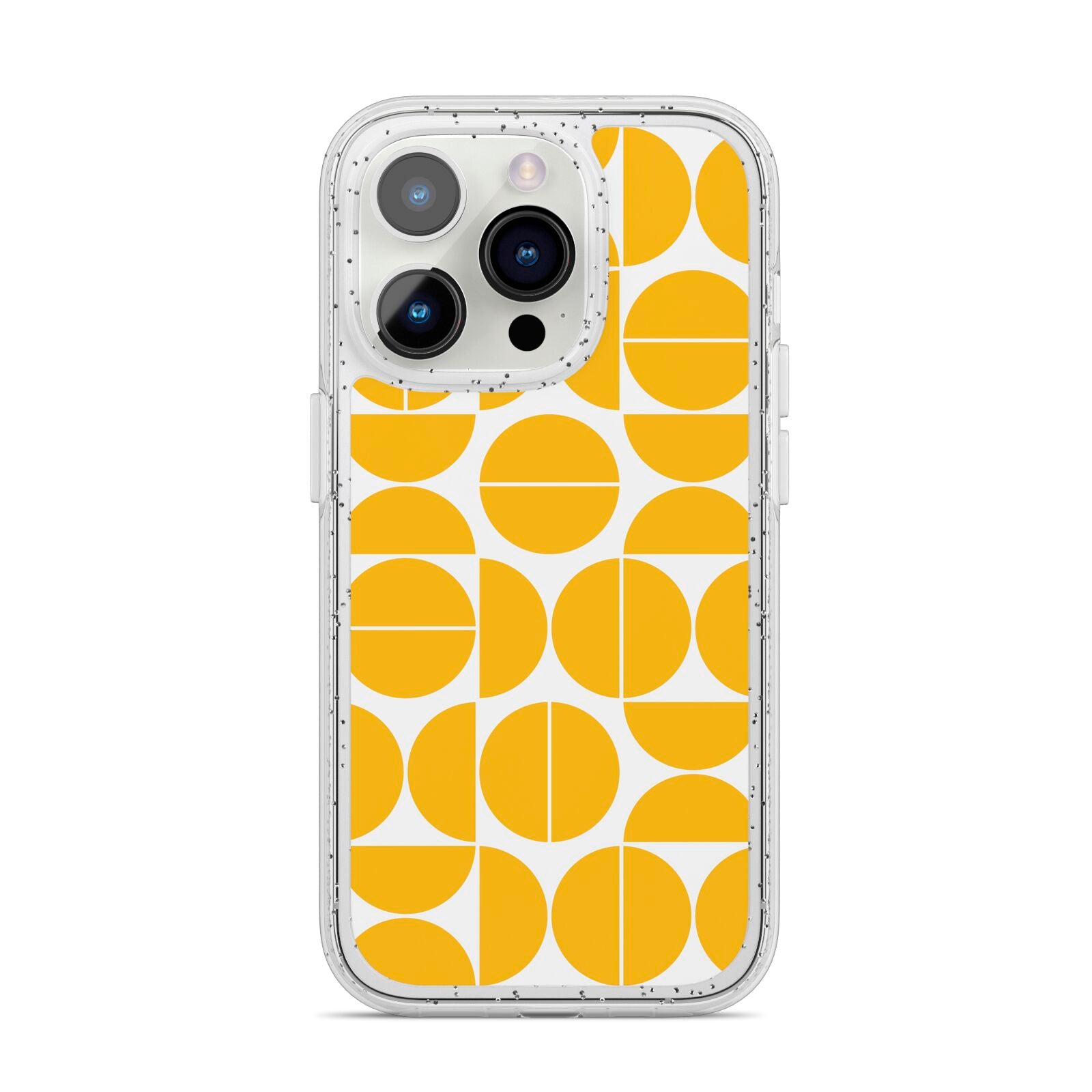 Circular Geometric Pattern iPhone 14 Pro Glitter Tough Case Silver