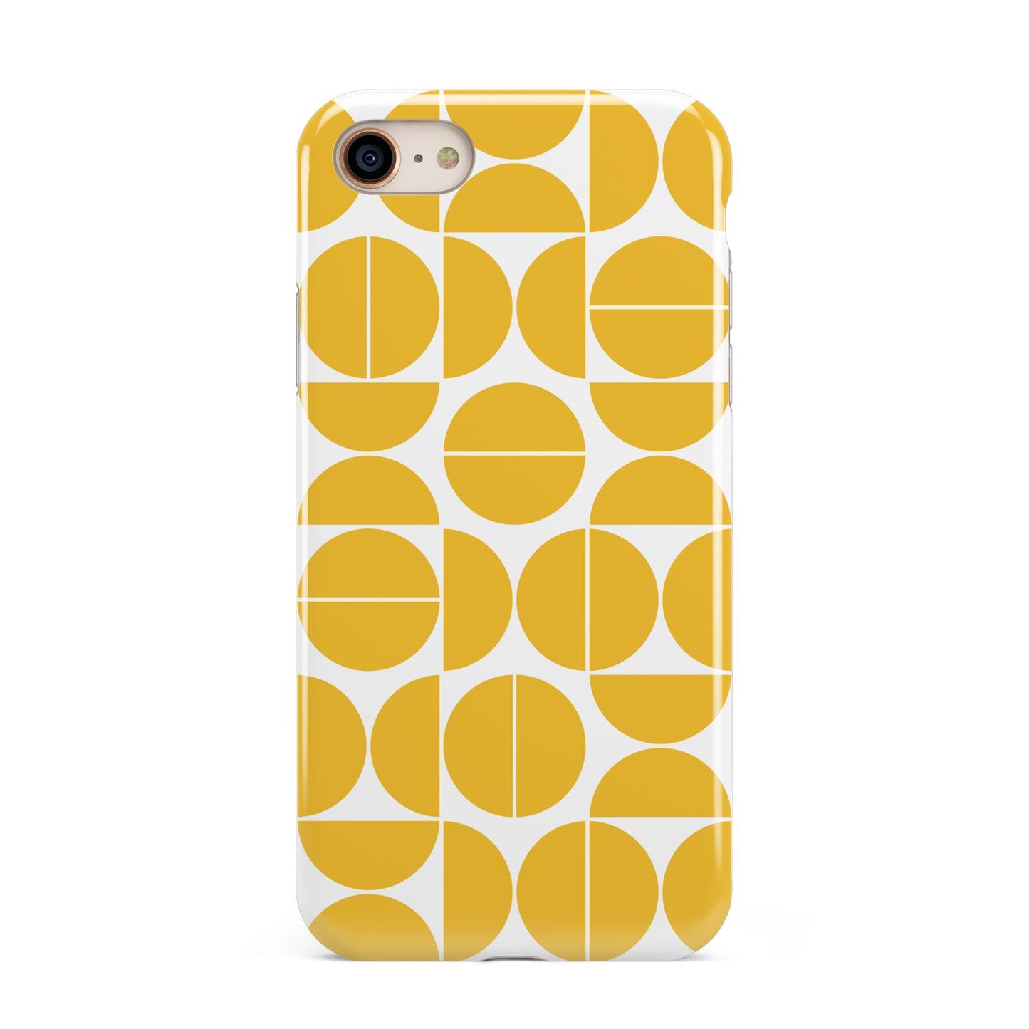 Circular Geometric Pattern iPhone 8 3D Tough Case on Gold Phone