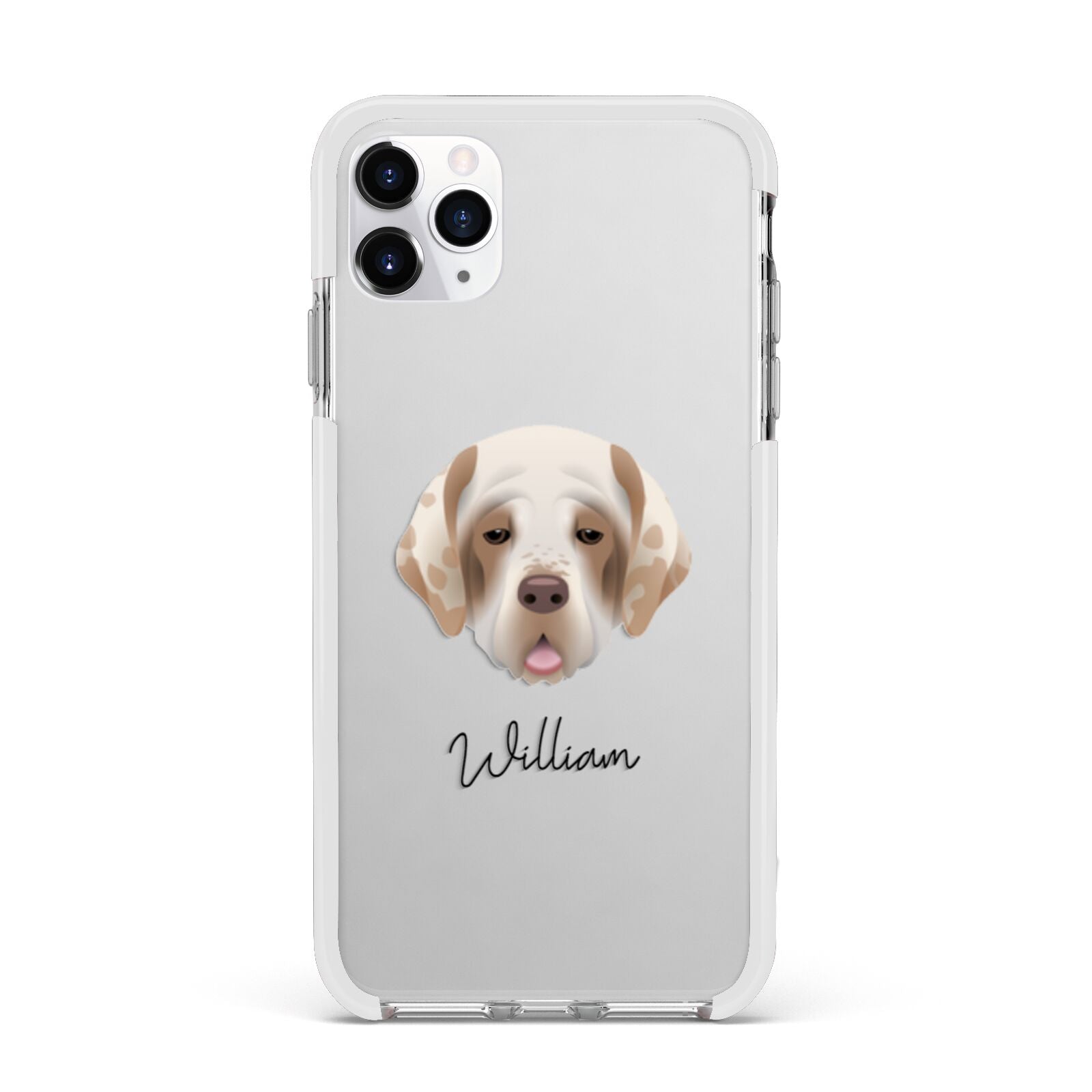 Cirneco Dell Etna Personalised Apple iPhone 11 Pro Max in Silver with White Impact Case