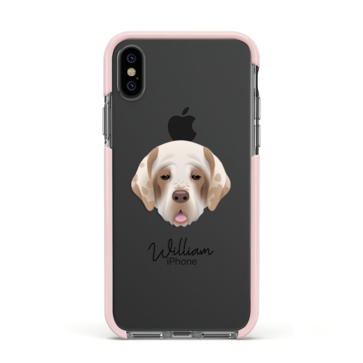 Cirneco Dell Etna Personalised Apple iPhone Xs Impact Case Pink Edge on Black Phone