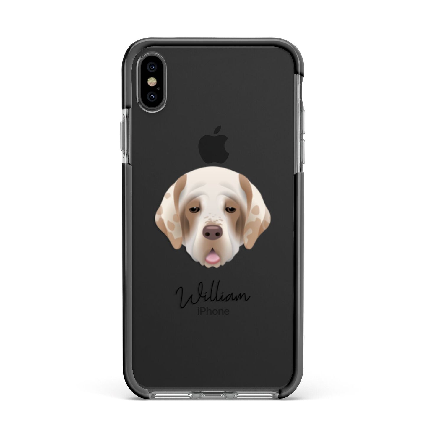 Cirneco Dell Etna Personalised Apple iPhone Xs Max Impact Case Black Edge on Black Phone