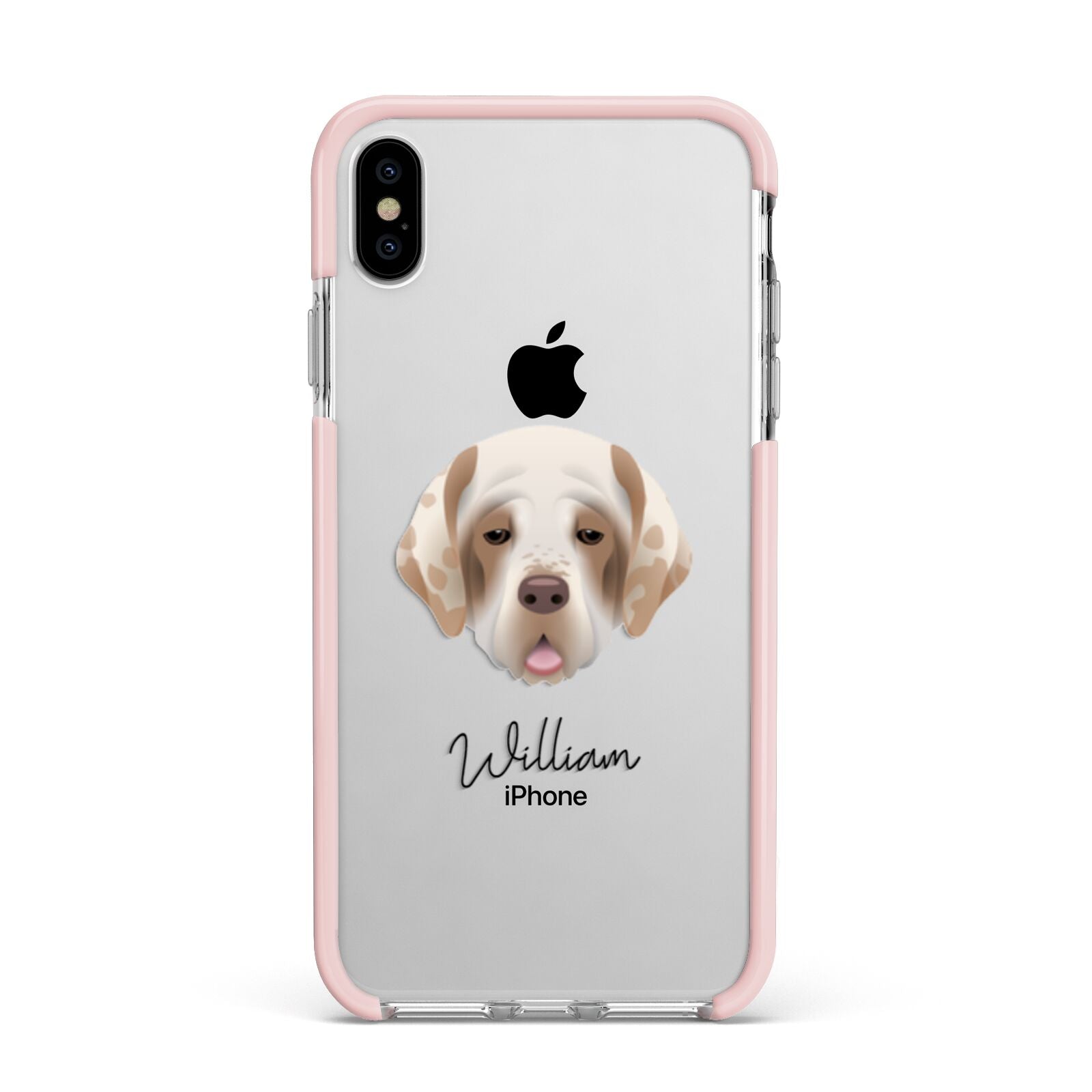 Cirneco Dell Etna Personalised Apple iPhone Xs Max Impact Case Pink Edge on Silver Phone