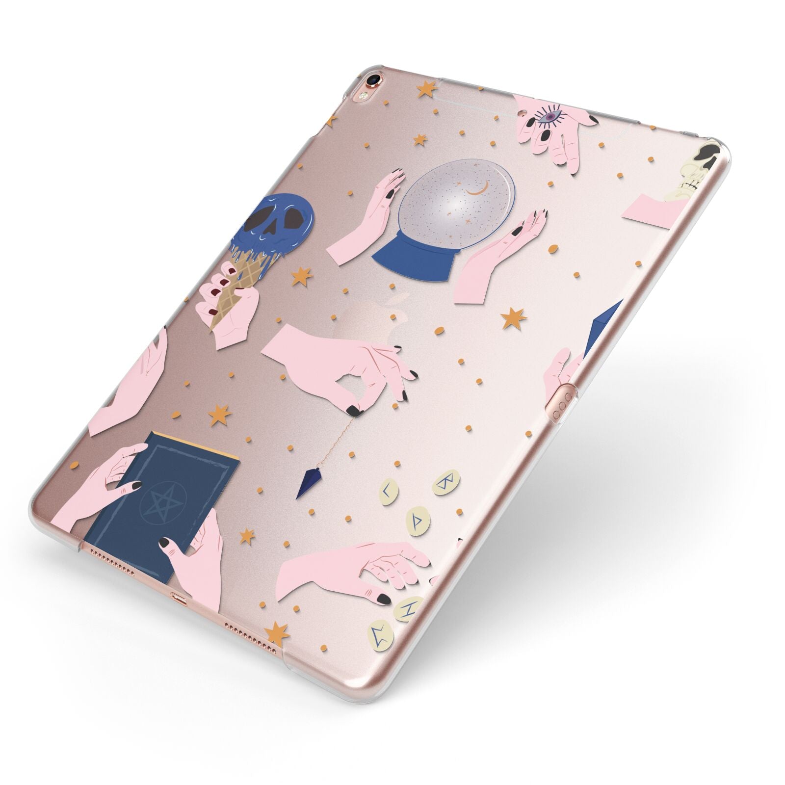 Clairvoyant Witches Hands Apple iPad Case on Rose Gold iPad Side View