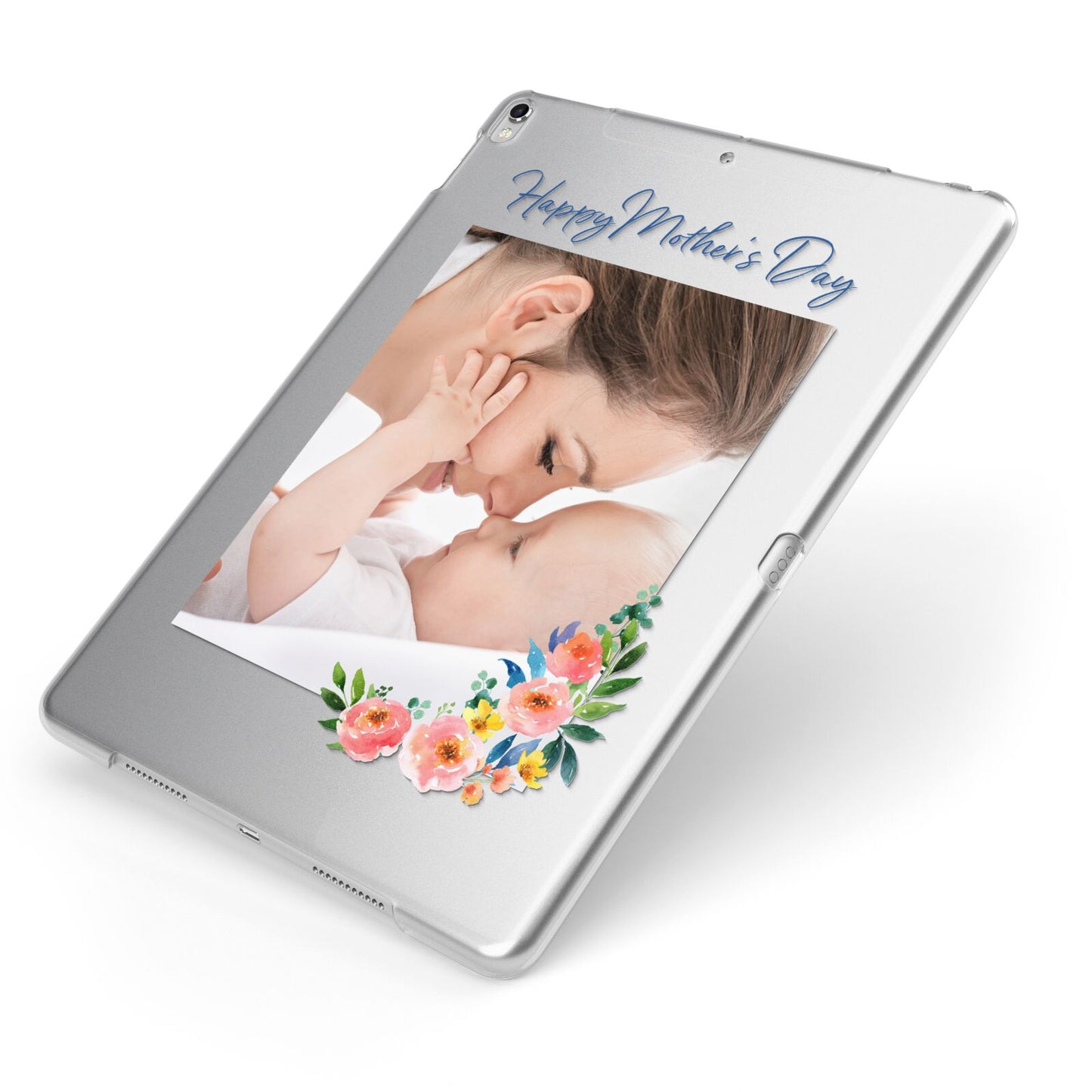 Classic Mothers Day Apple iPad Case on Silver iPad Side View