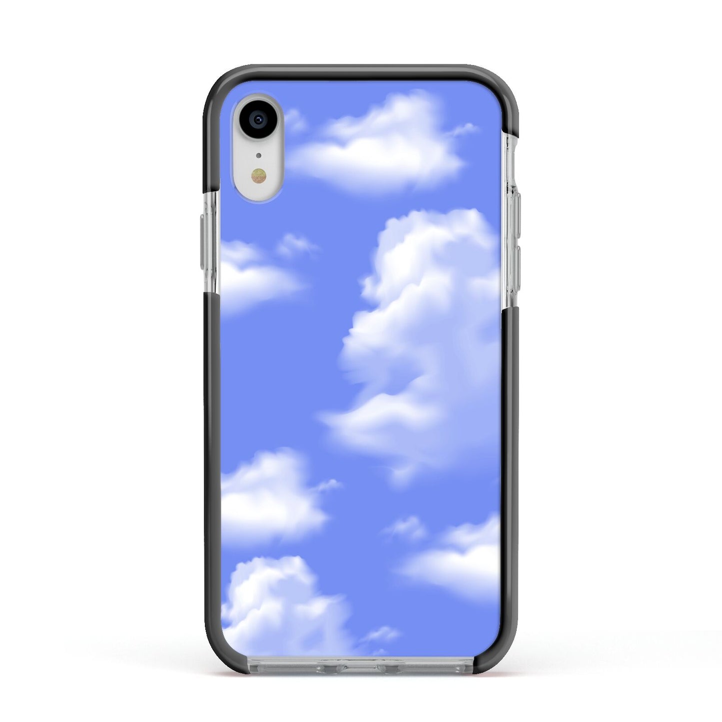 Clouds Apple iPhone XR Impact Case Black Edge on Silver Phone