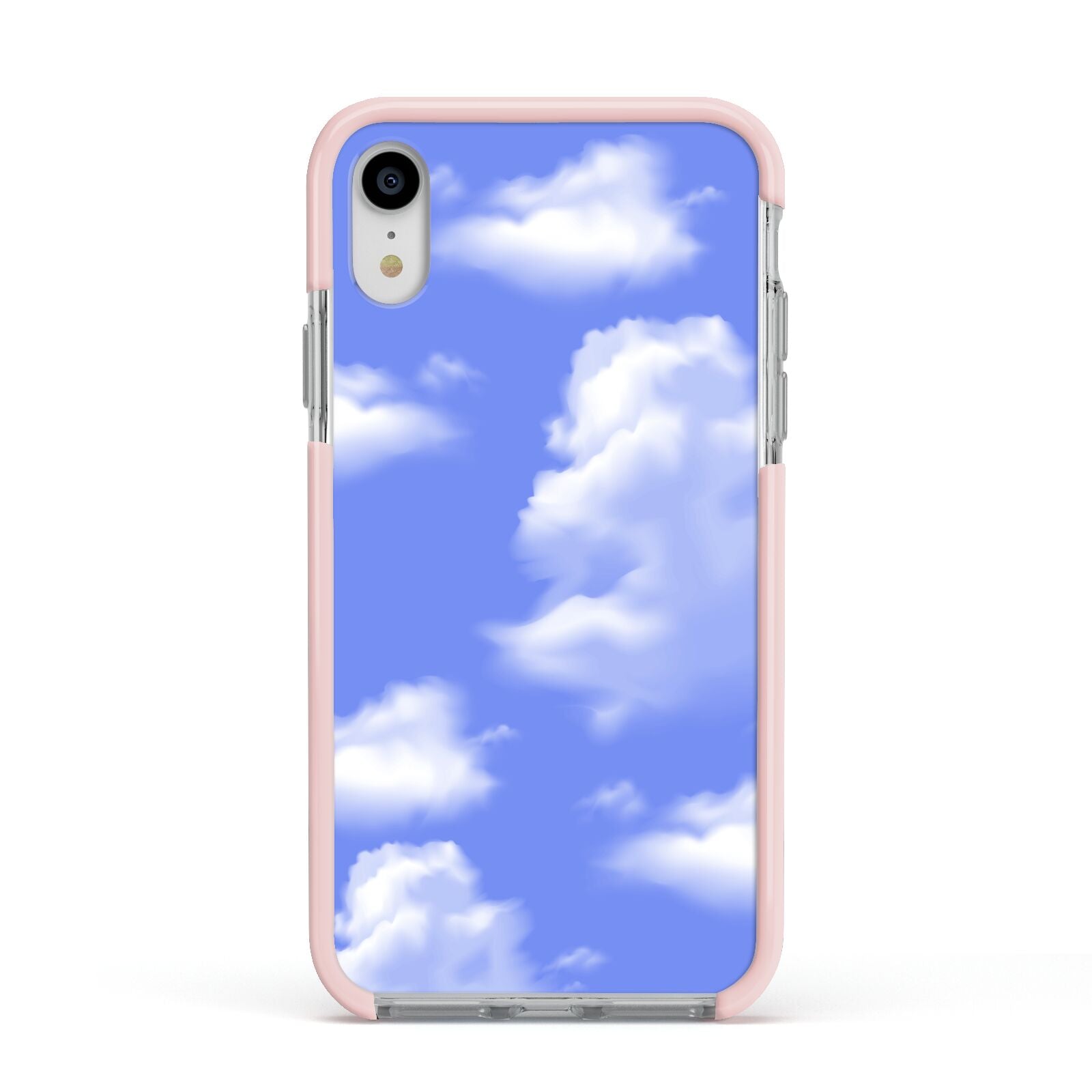 Clouds Apple iPhone XR Impact Case Pink Edge on Silver Phone