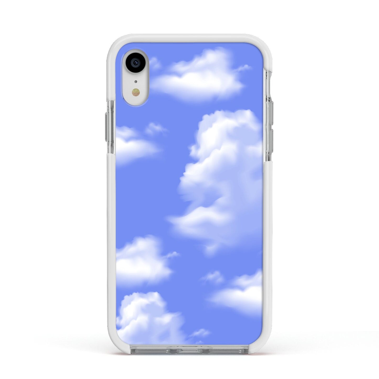 Clouds Apple iPhone XR Impact Case White Edge on Silver Phone