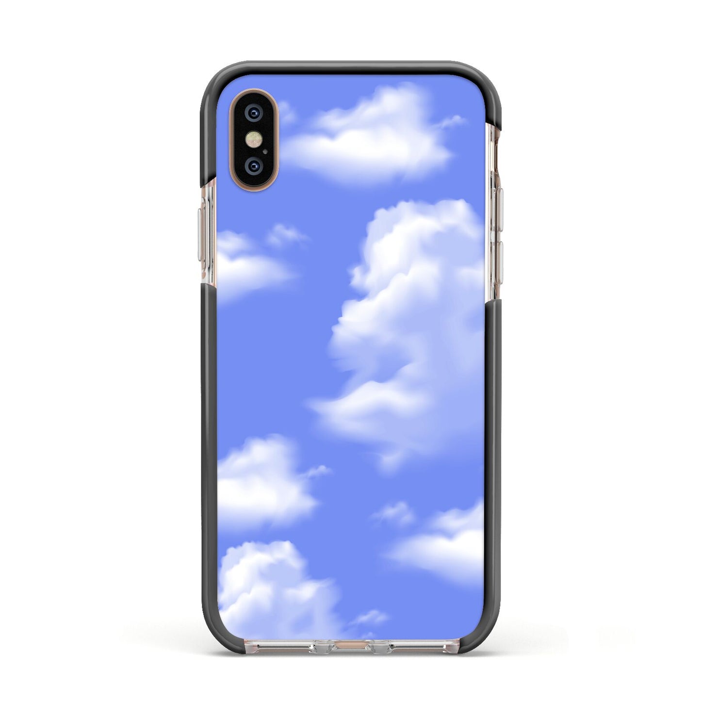 Clouds Apple iPhone Xs Impact Case Black Edge on Gold Phone