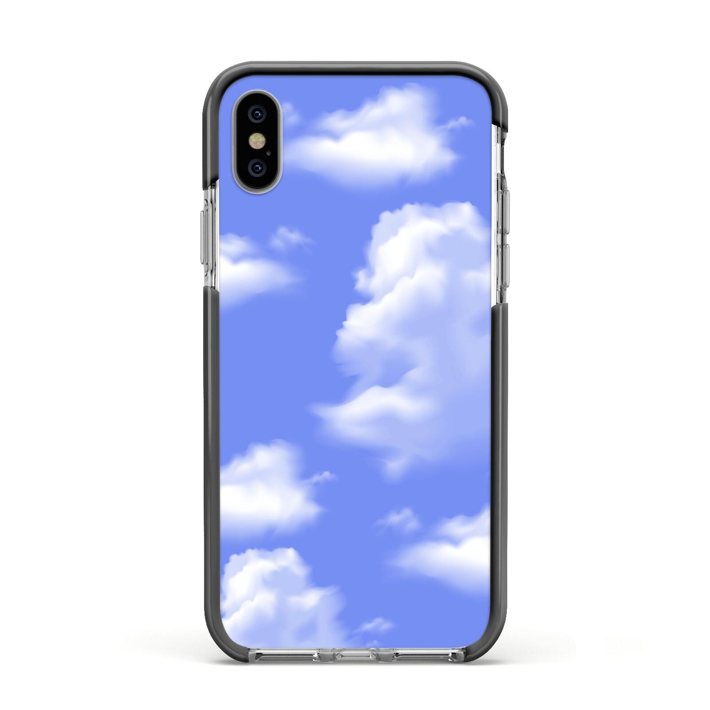 Clouds Apple iPhone Xs Impact Case Black Edge on Silver Phone