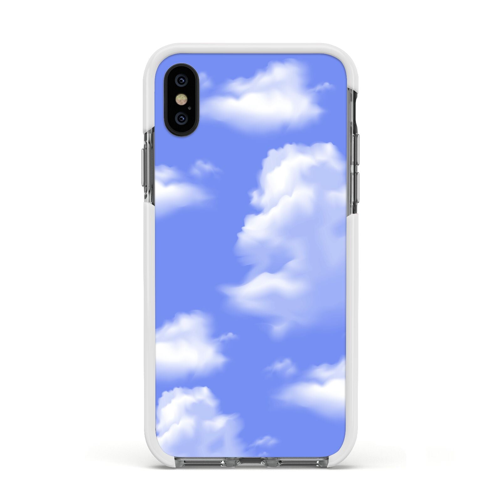 Clouds Apple iPhone Xs Impact Case White Edge on Black Phone