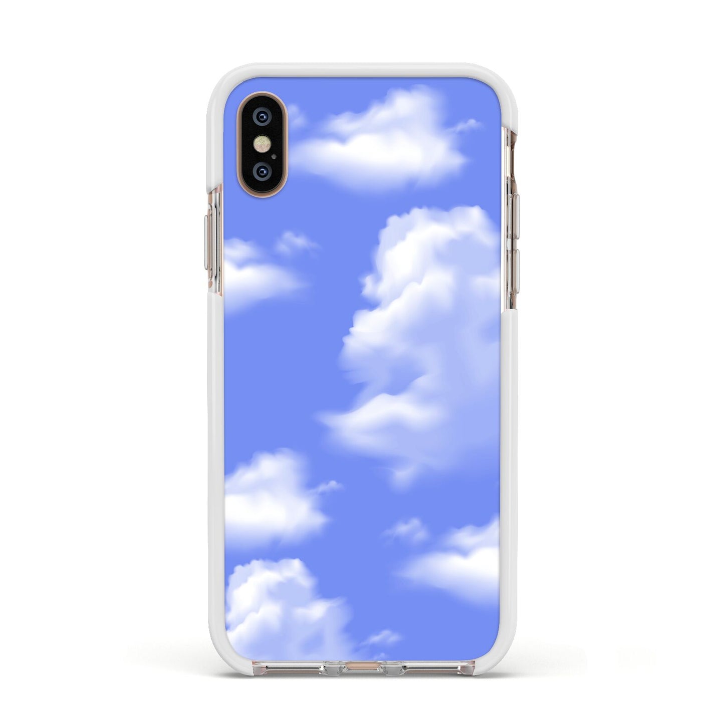 Clouds Apple iPhone Xs Impact Case White Edge on Gold Phone