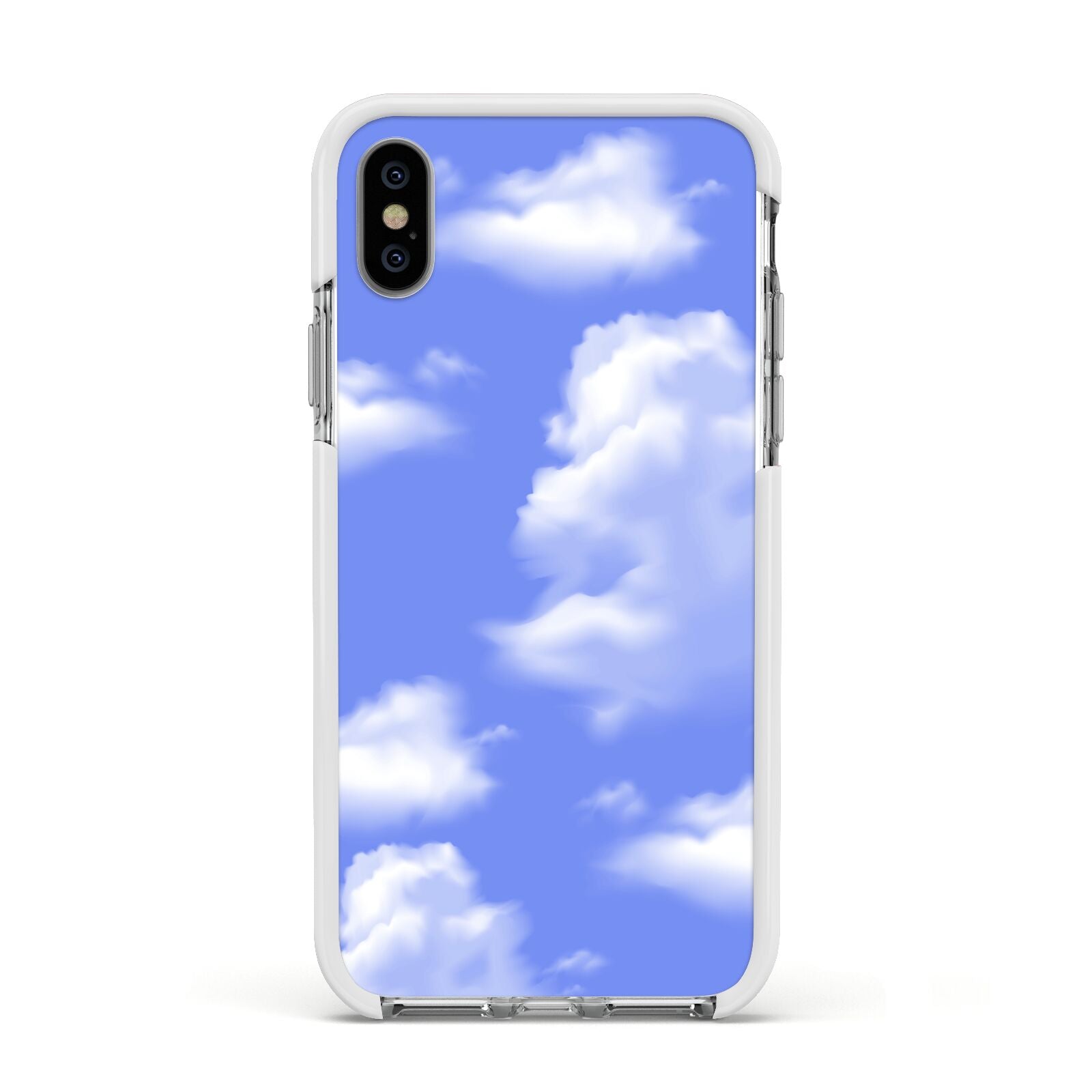 Clouds Apple iPhone Xs Impact Case White Edge on Silver Phone