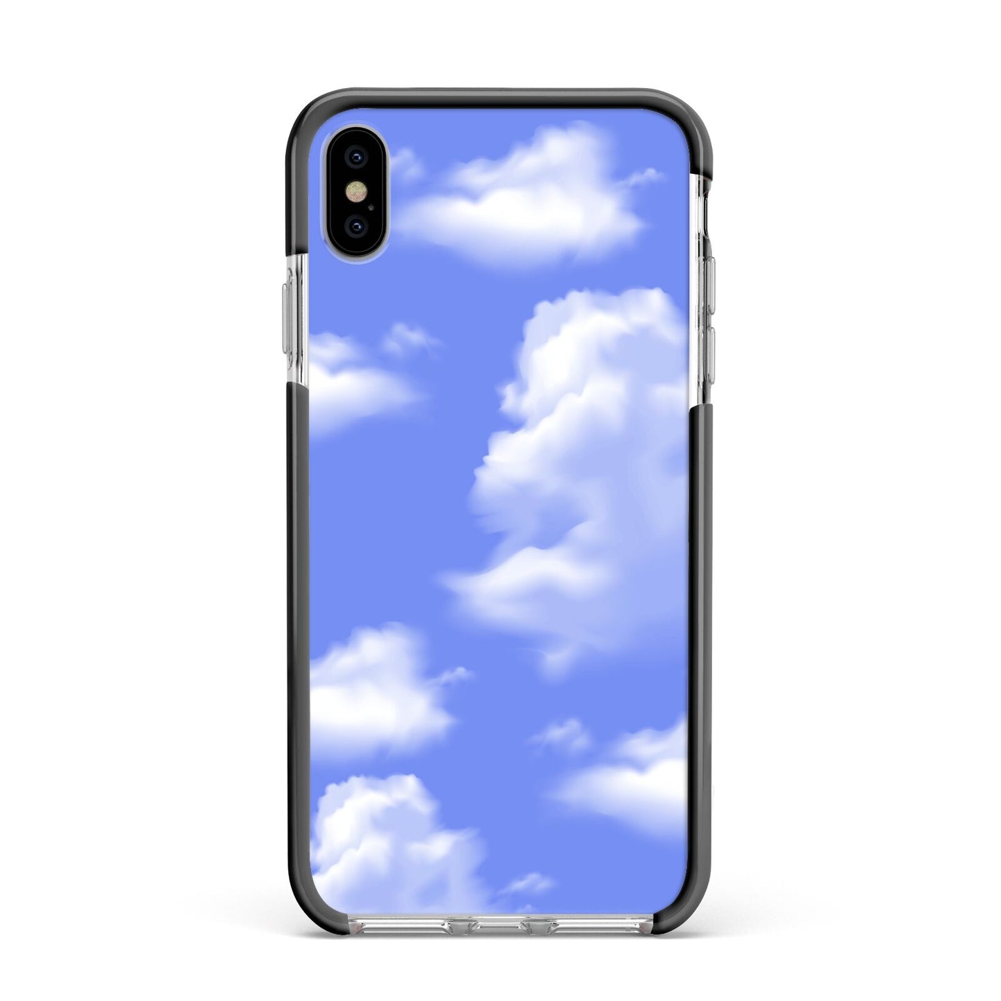 Clouds Apple iPhone Xs Max Impact Case Black Edge on Silver Phone