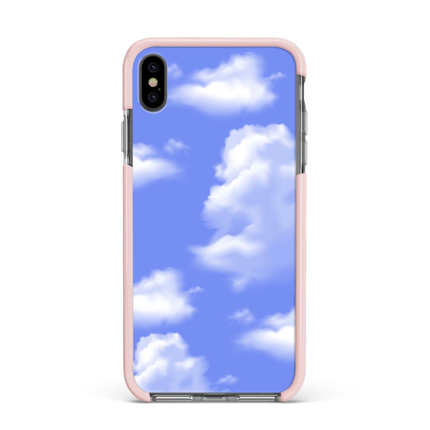 Clouds Apple iPhone Xs Max Impact Case Pink Edge on Black Phone