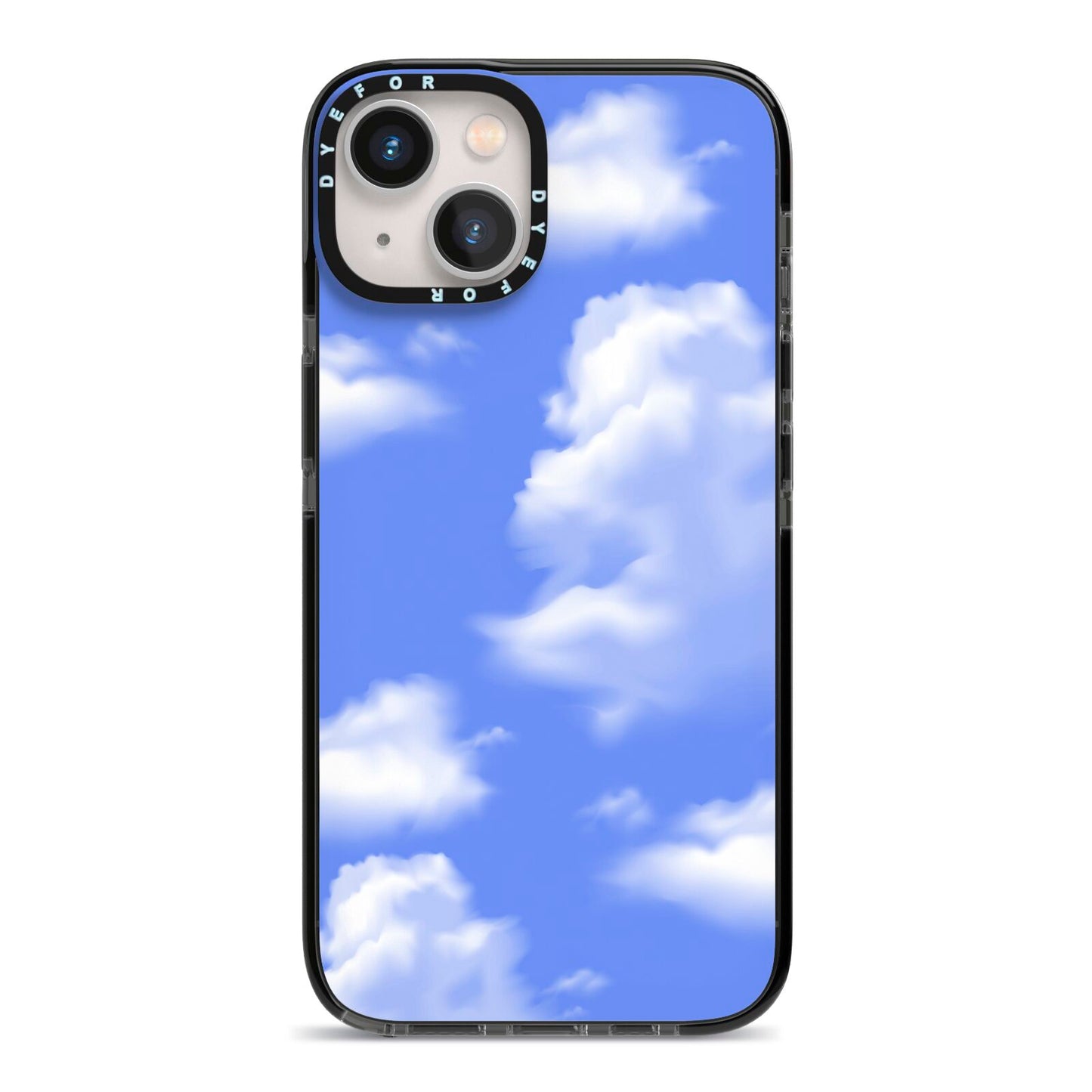 Clouds iPhone 13 Black Impact Case on Silver phone