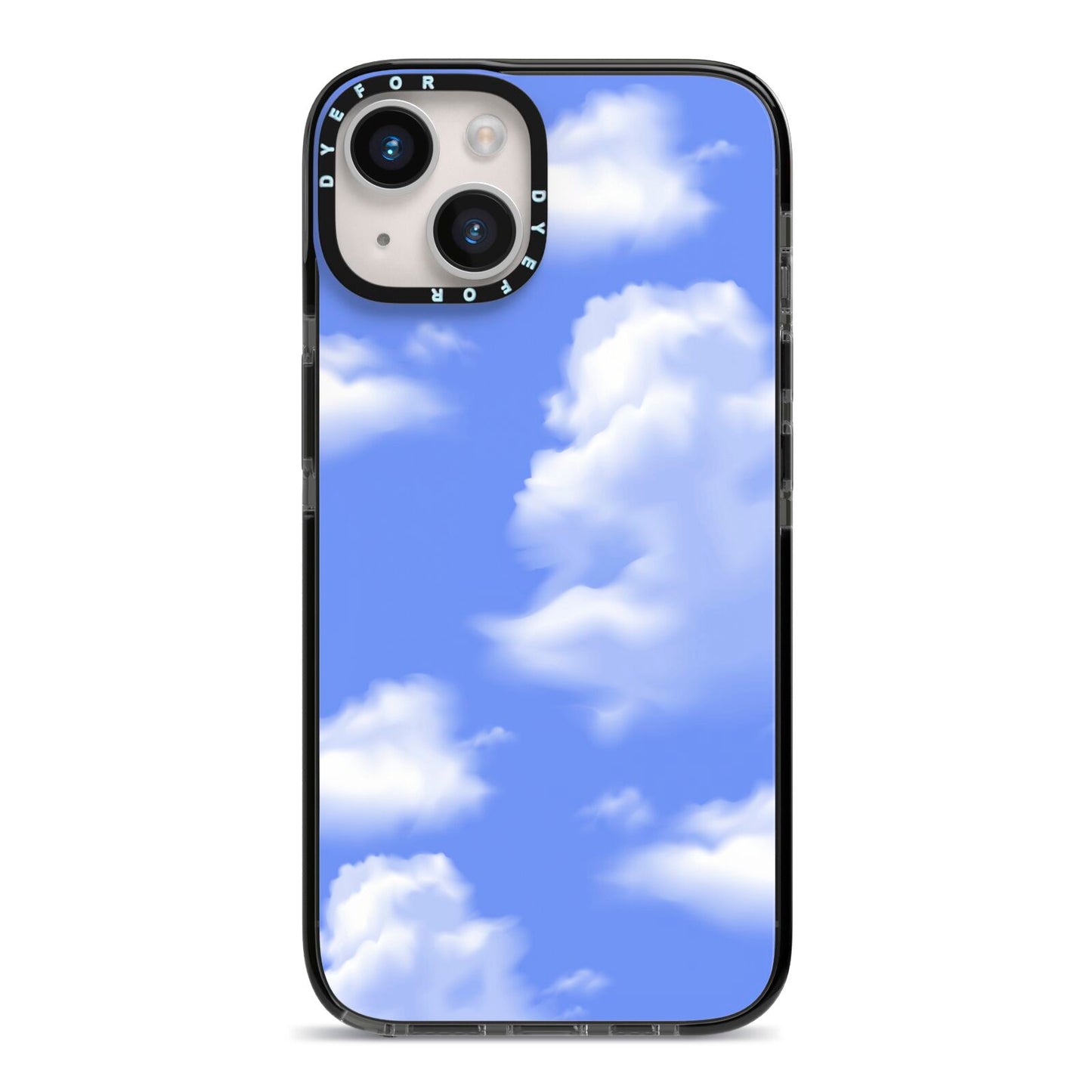 Clouds iPhone 14 Black Impact Case on Silver phone