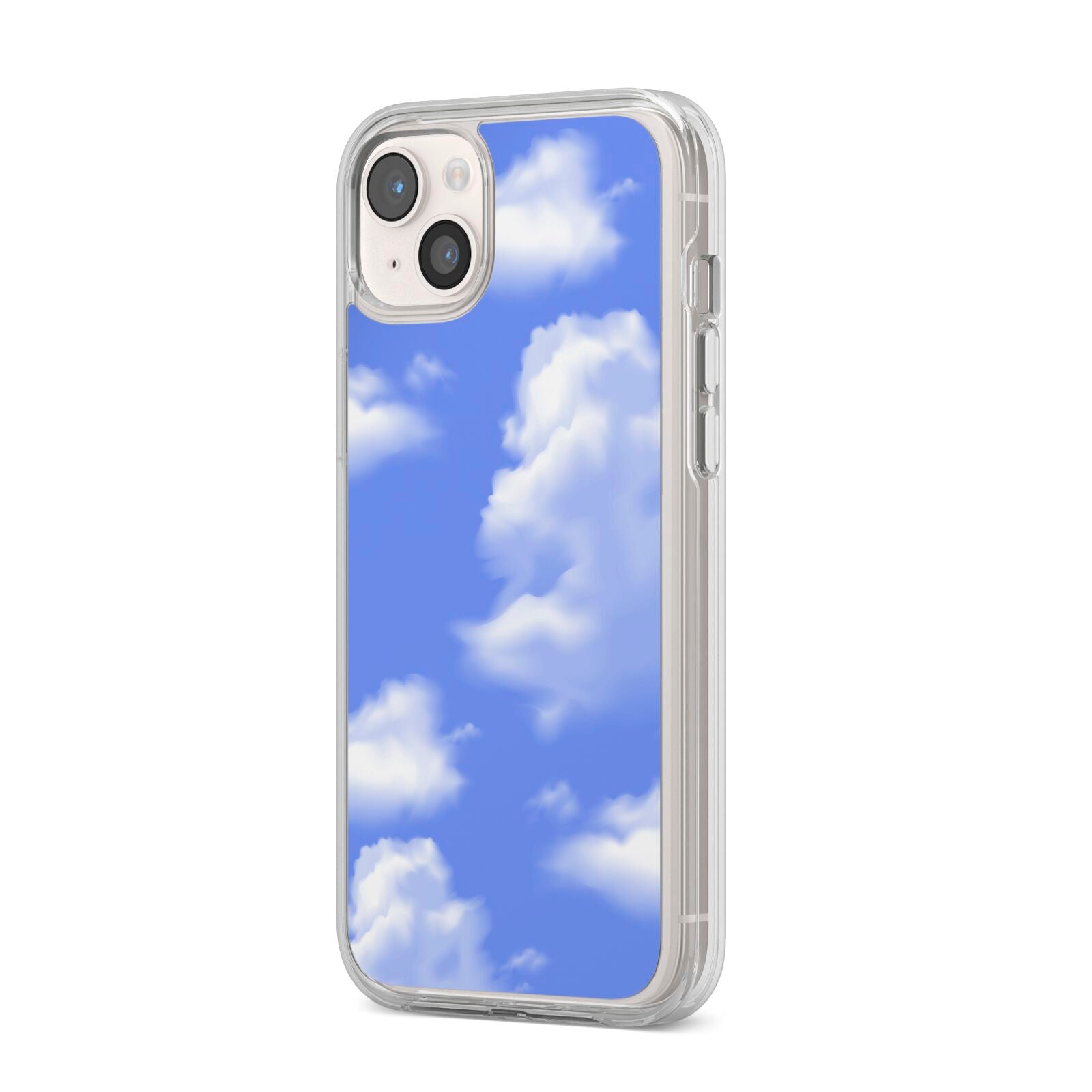 Clouds iPhone 14 Plus Clear Tough Case Starlight Angled Image