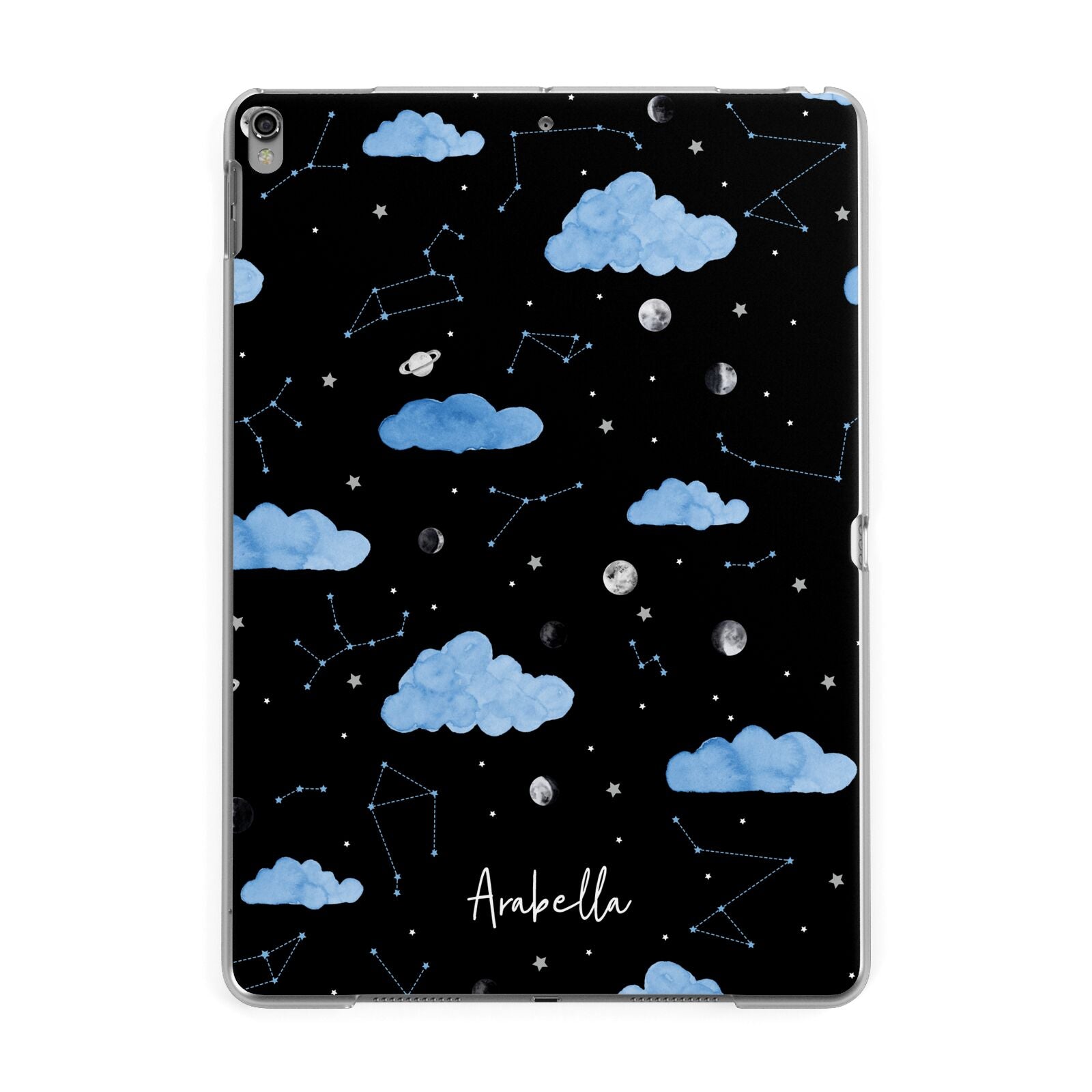 Cloudy Night Sky with Name Apple iPad Grey Case