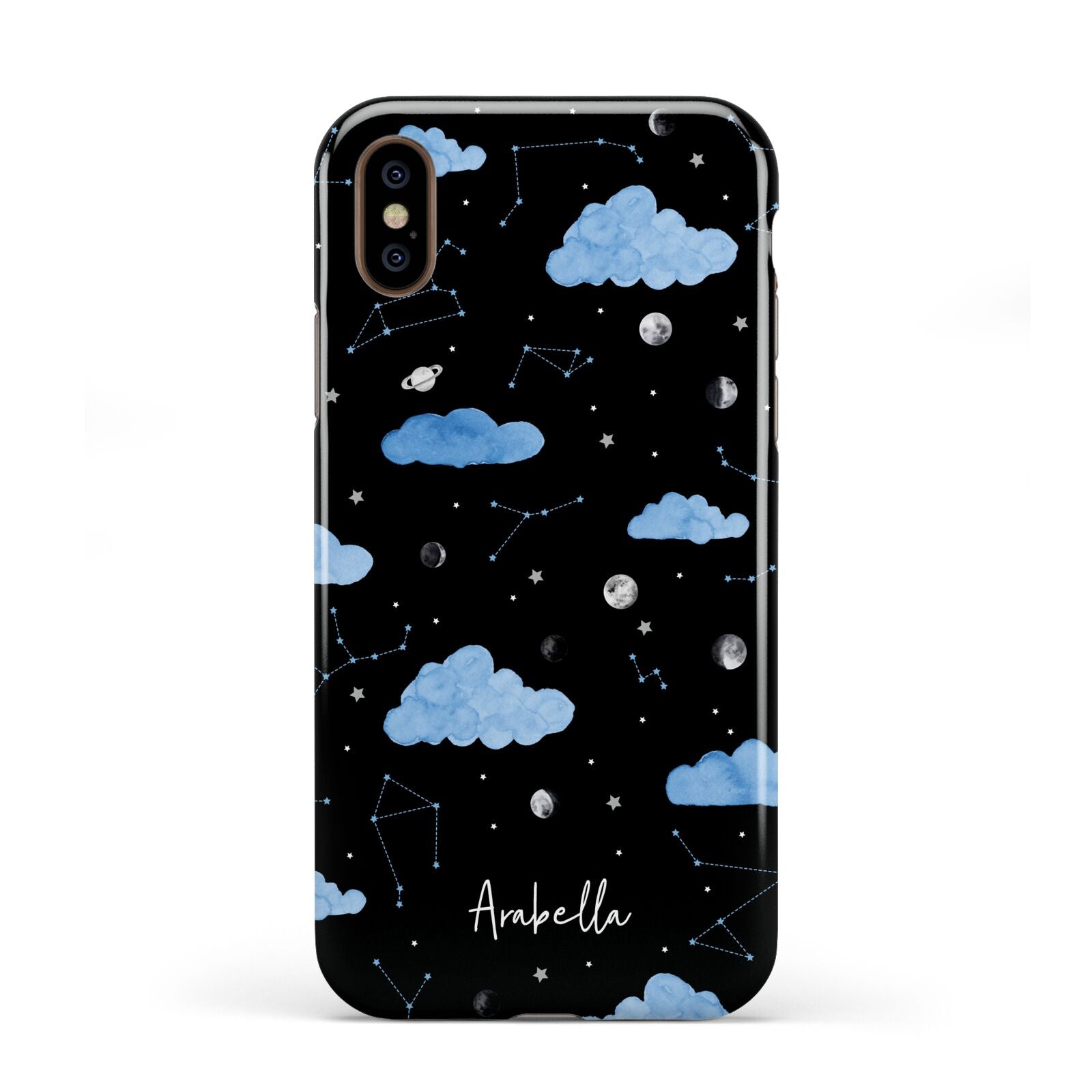 Cloudy Night Sky with Name Apple iPhone XS 3D Tough