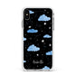 Cloudy Night Sky with Name Apple iPhone Xs Max Impact Case White Edge on Silver Phone