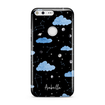 Cloudy Night Sky with Name Google Pixel Case