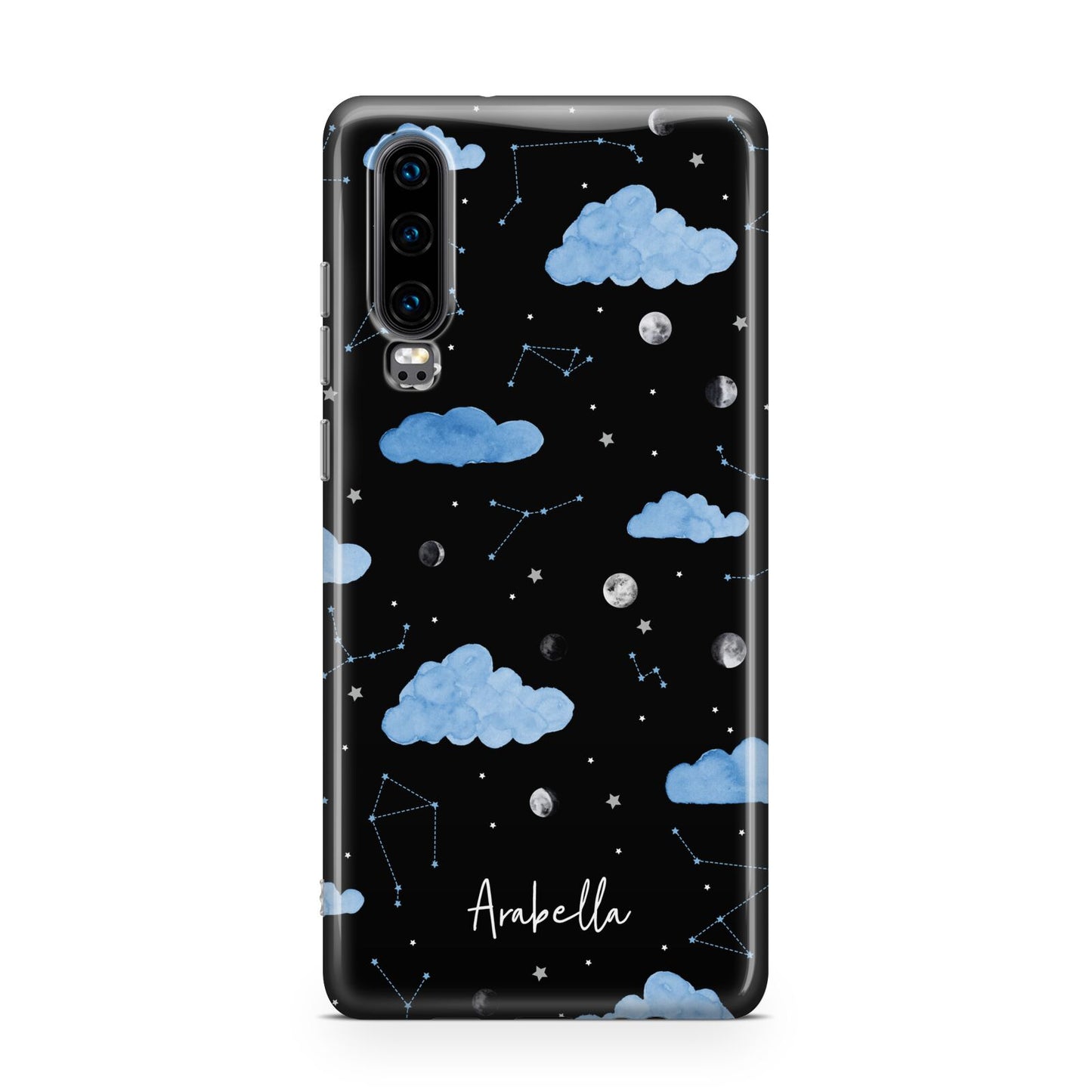 Cloudy Night Sky with Name Huawei P30 Phone Case