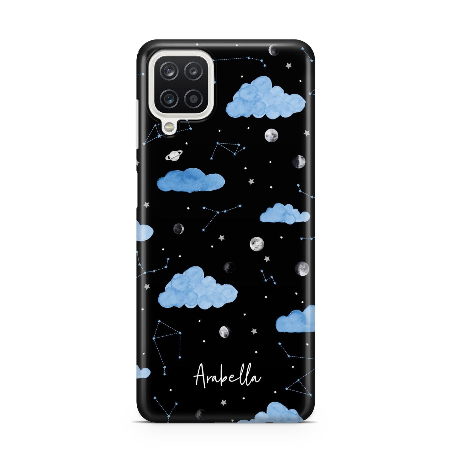 Cloudy Night Sky with Name Samsung A12 Case