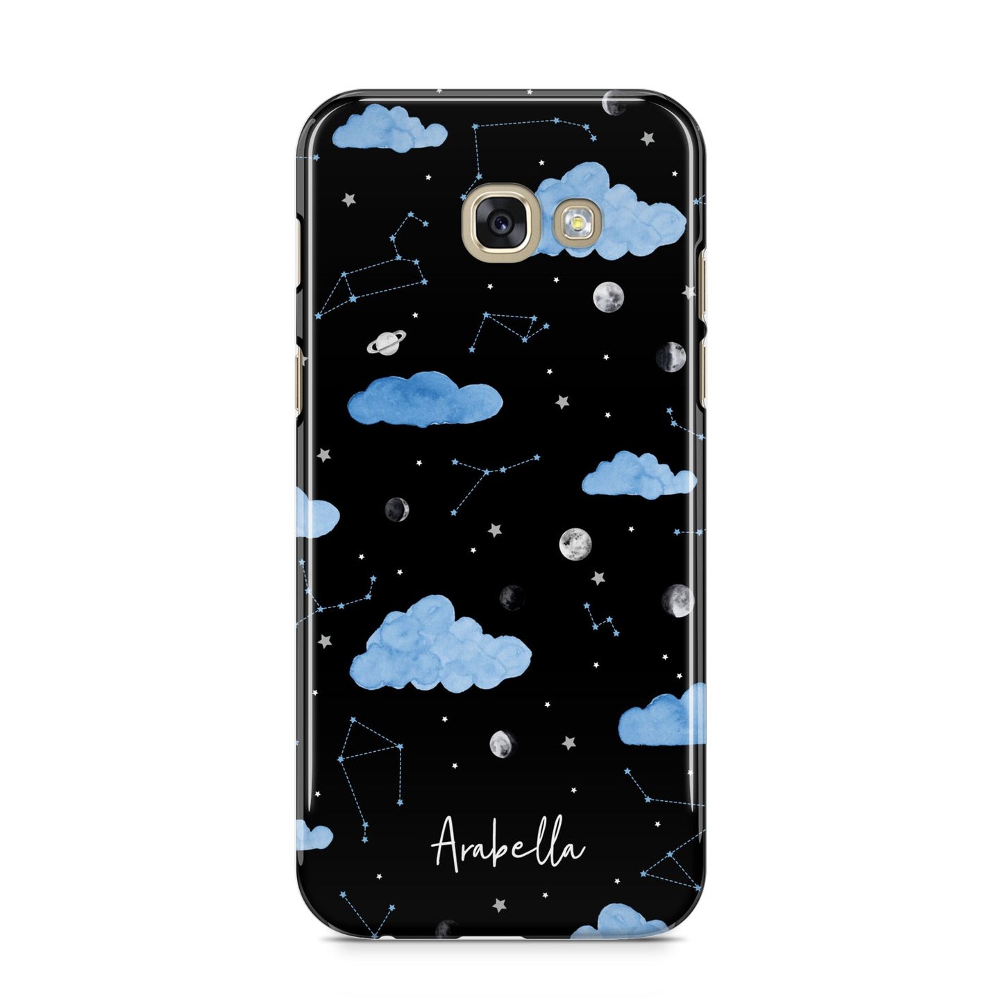 Cloudy Night Sky with Name Samsung Galaxy A5 2017 Case on gold phone