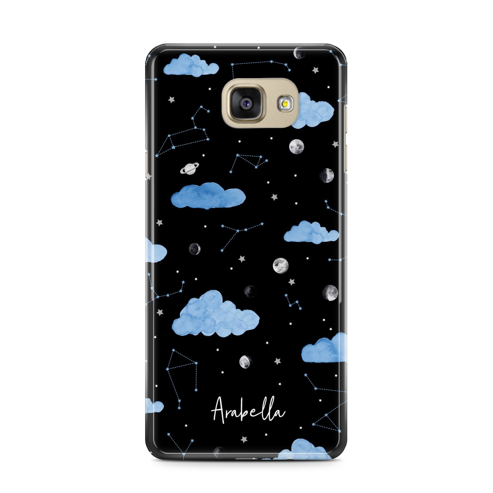 Cloudy Night Sky with Name Samsung Galaxy A7 2016 Case on gold phone