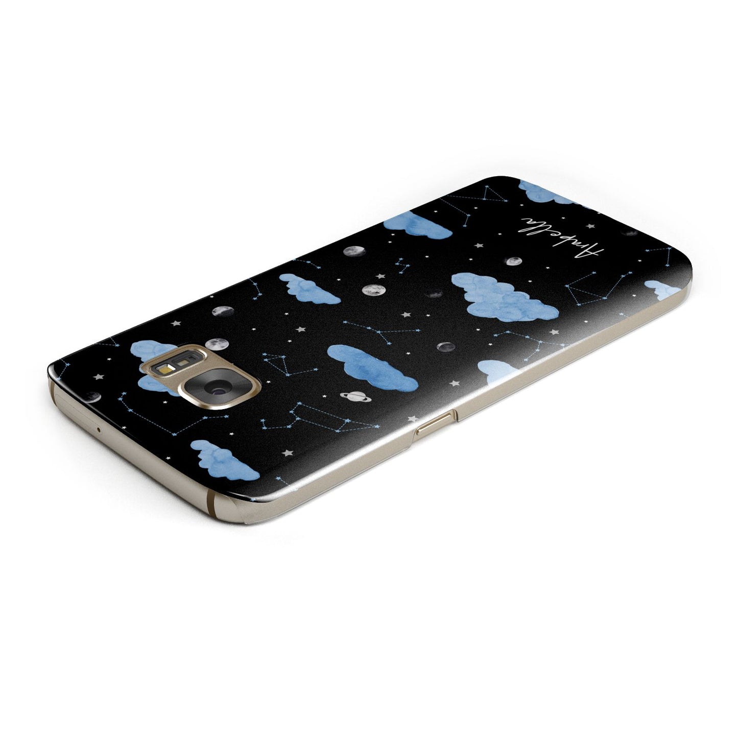 Cloudy Night Sky with Name Samsung Galaxy Case Top Cutout