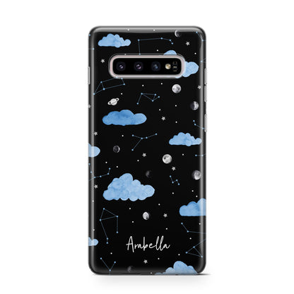 Cloudy Night Sky with Name Samsung Galaxy S10 Case