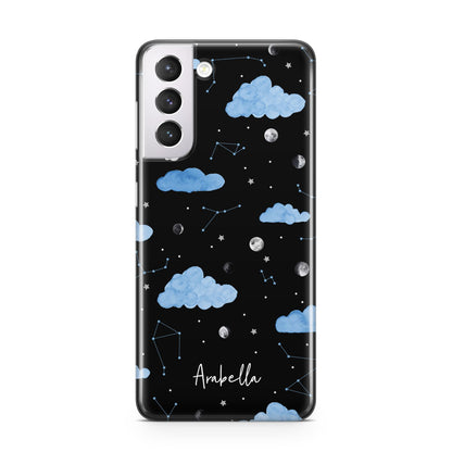 Cloudy Night Sky with Name Samsung S21 Case