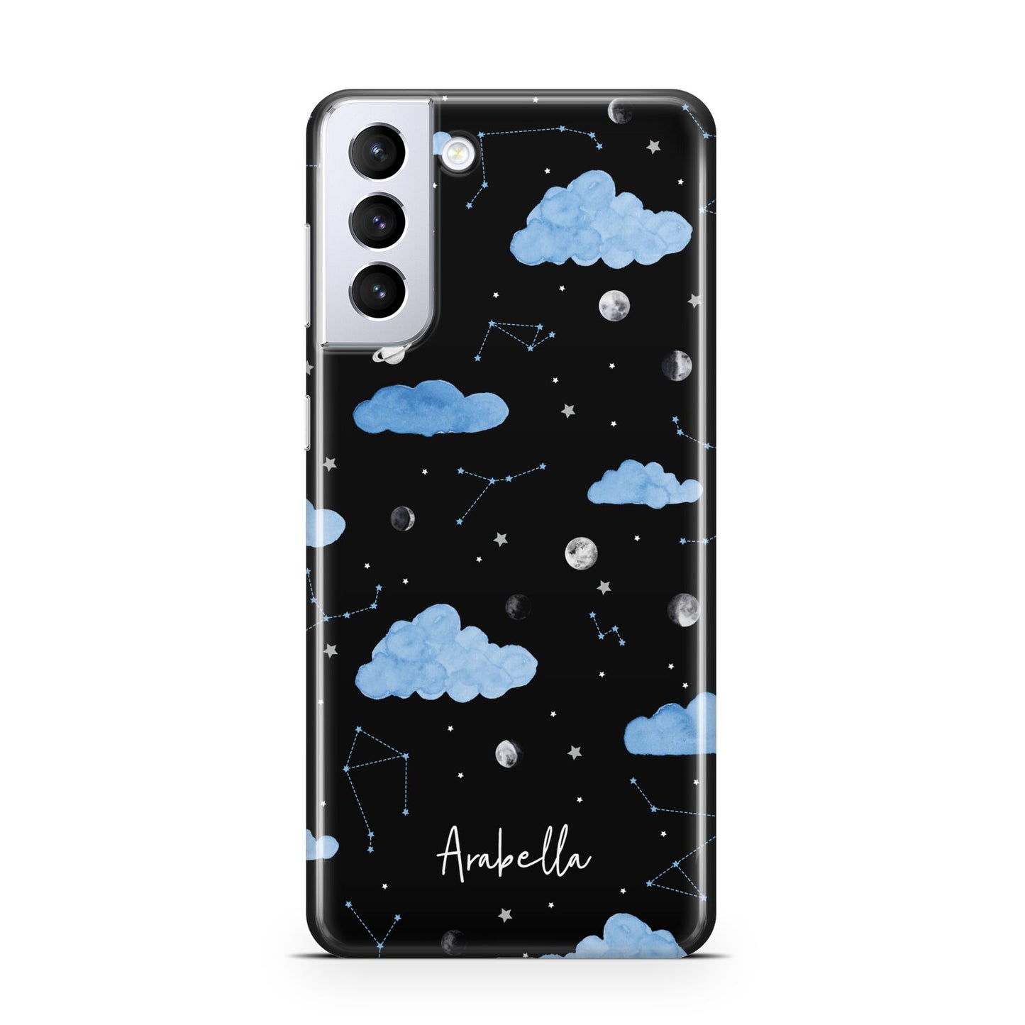 Cloudy Night Sky with Name Samsung S21 Plus Case