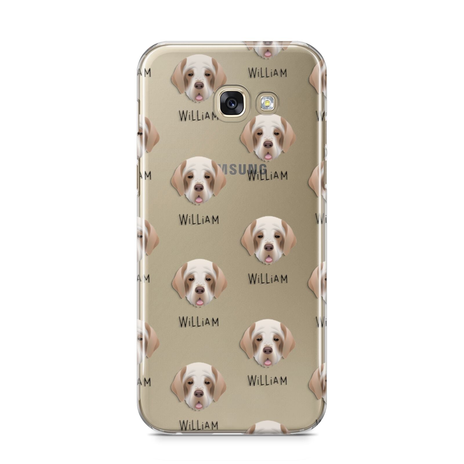 Clumber Spaniel Icon with Name Samsung Galaxy A5 2017 Case on gold phone