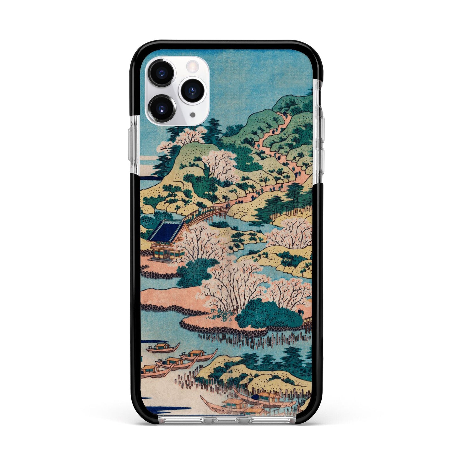 Coastal Community By Katsushika Hokusai Apple iPhone 11 Pro Max in Silver with Black Impact Case