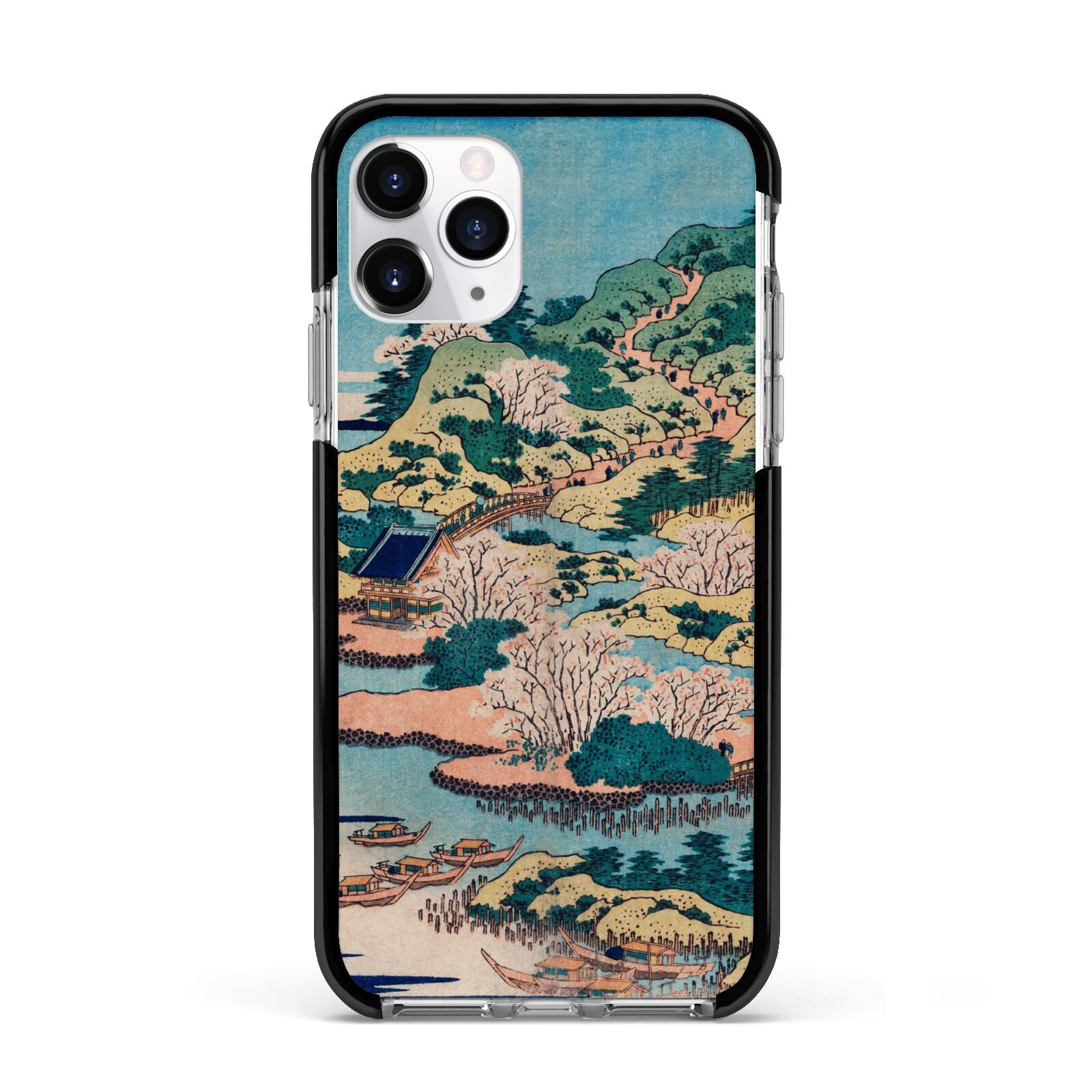 Coastal Community By Katsushika Hokusai Apple iPhone 11 Pro in Silver with Black Impact Case