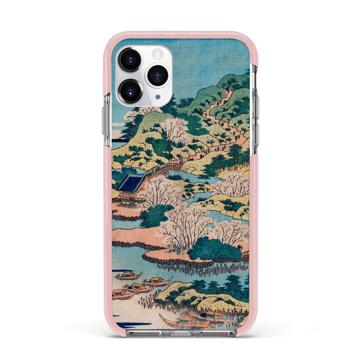 Coastal Community By Katsushika Hokusai Apple iPhone 11 Pro in Silver with Pink Impact Case