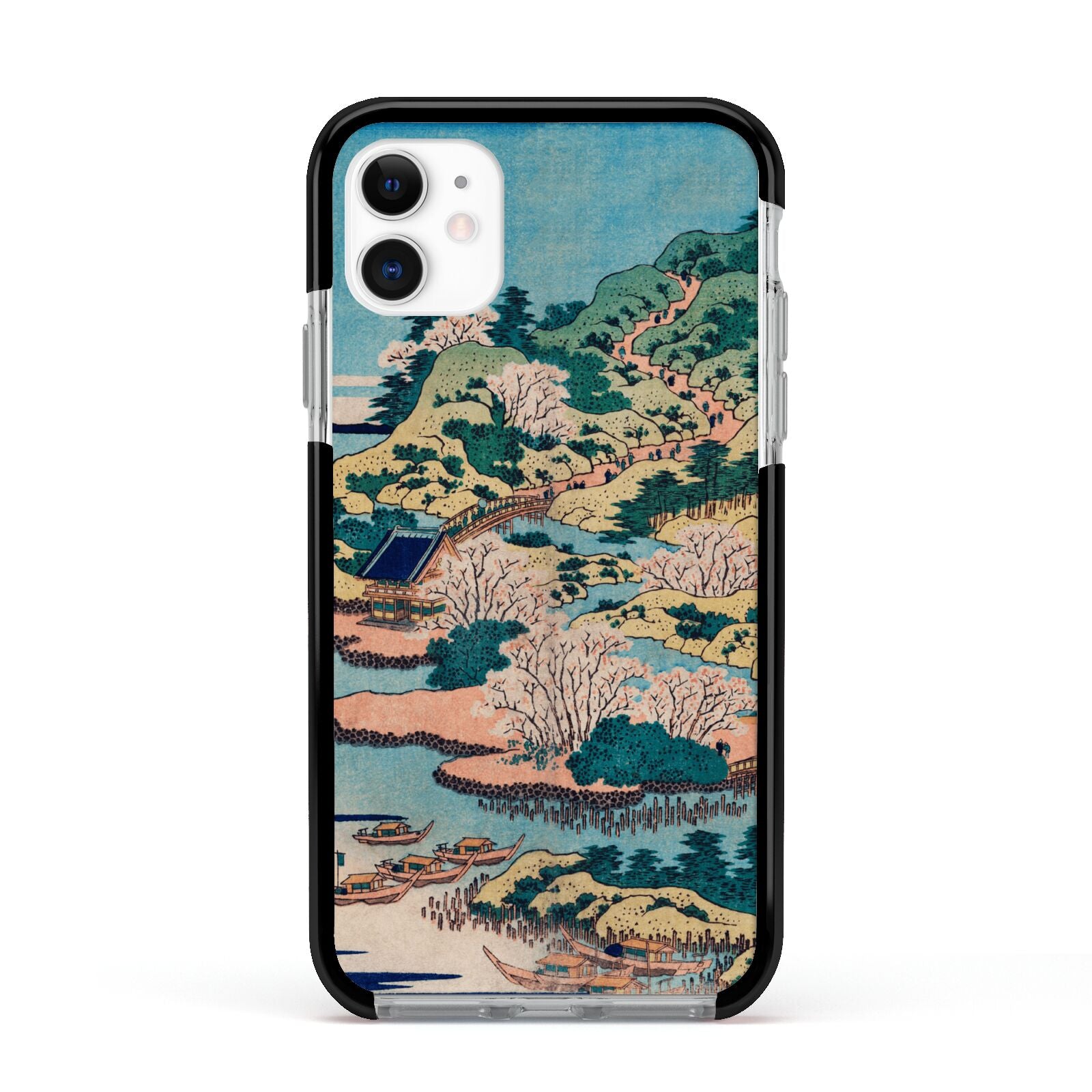 Coastal Community By Katsushika Hokusai Apple iPhone 11 in White with Black Impact Case