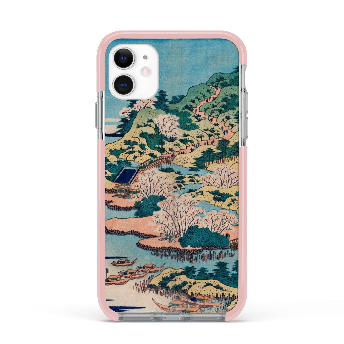 Coastal Community By Katsushika Hokusai Apple iPhone 11 in White with Pink Impact Case