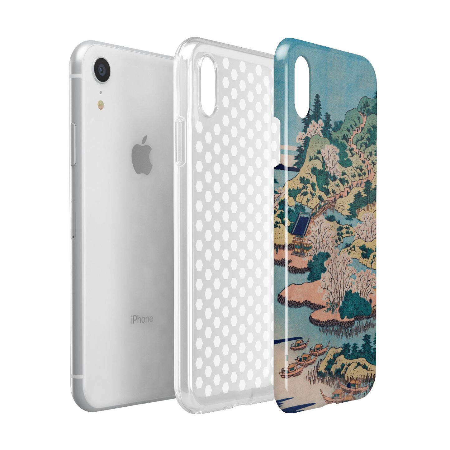 Coastal Community By Katsushika Hokusai Apple iPhone XR White 3D Tough Case Expanded view