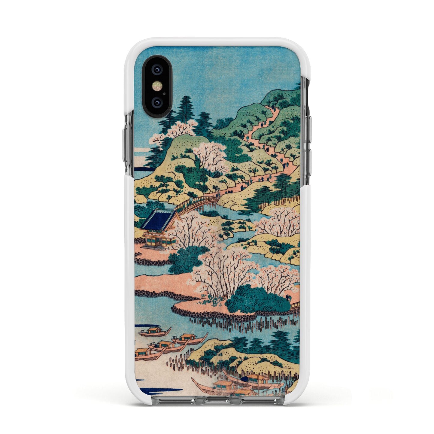 Coastal Community By Katsushika Hokusai Apple iPhone Xs Impact Case White Edge on Black Phone