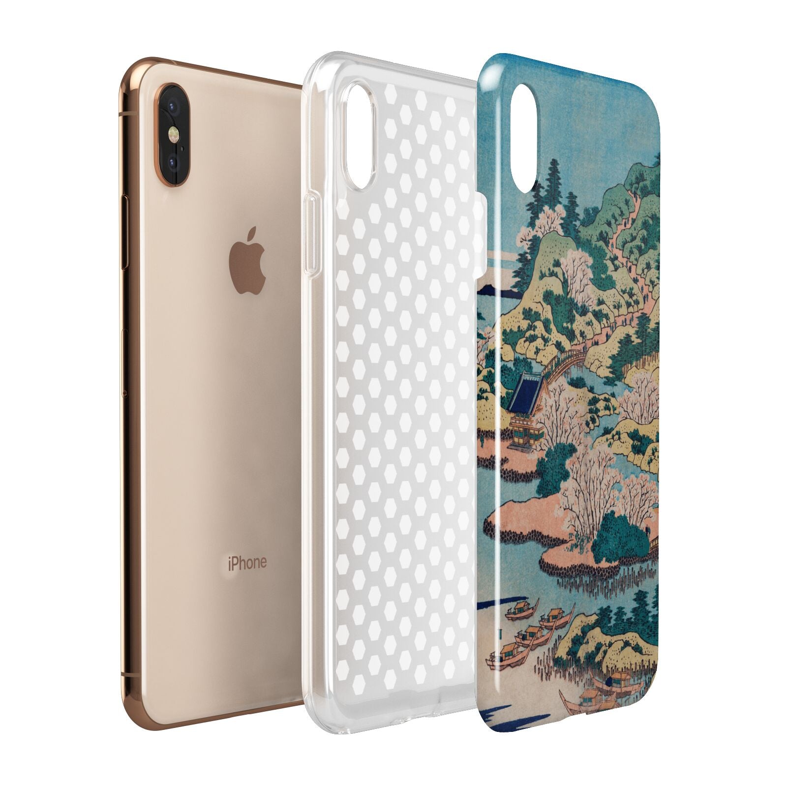 Coastal Community By Katsushika Hokusai Apple iPhone Xs Max 3D Tough Case Expanded View