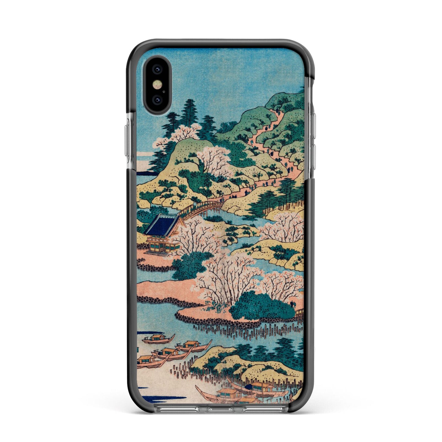 Coastal Community By Katsushika Hokusai Apple iPhone Xs Max Impact Case Black Edge on Black Phone