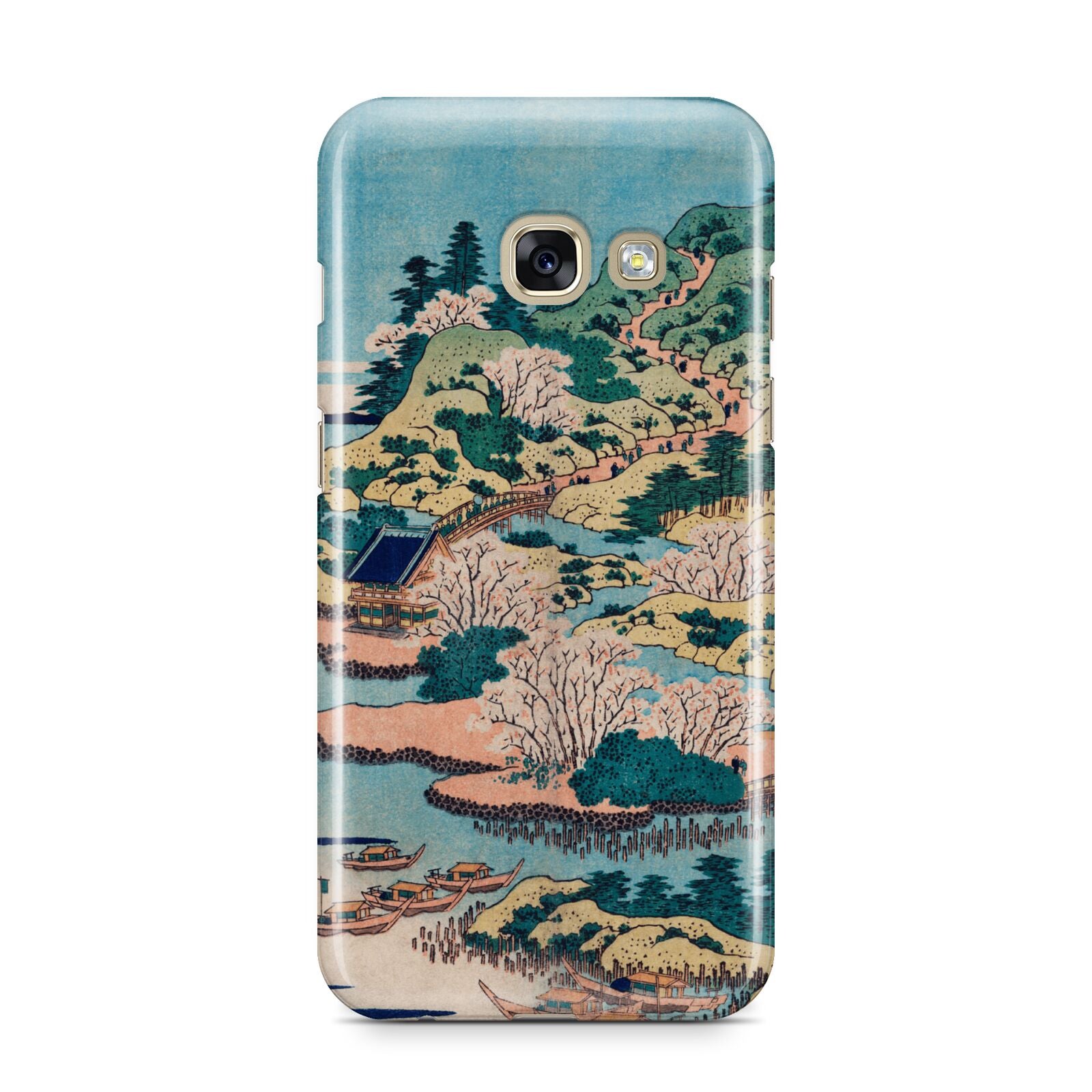 Coastal Community By Katsushika Hokusai Samsung Galaxy A3 2017 Case on gold phone