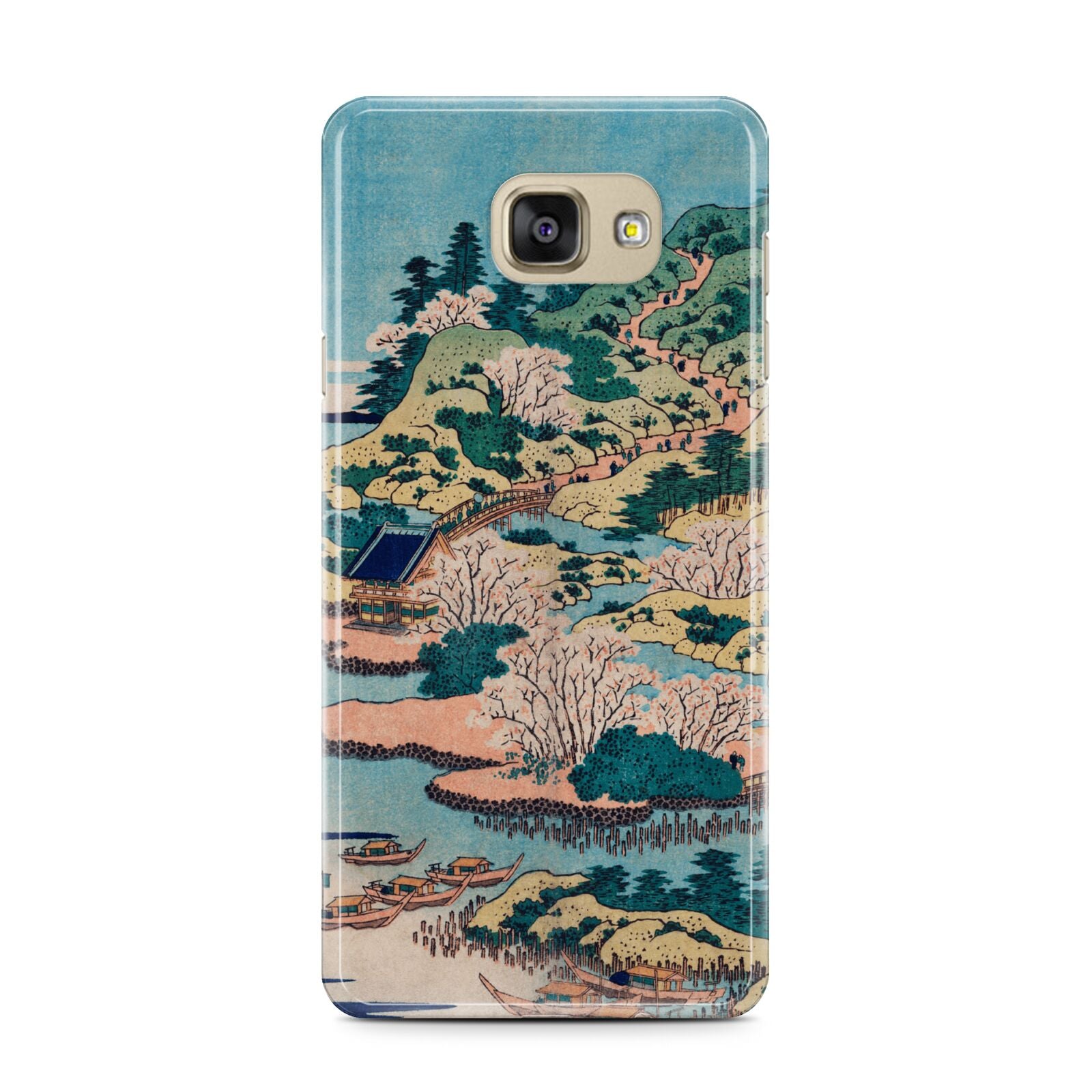 Coastal Community By Katsushika Hokusai Samsung Galaxy A7 2016 Case on gold phone