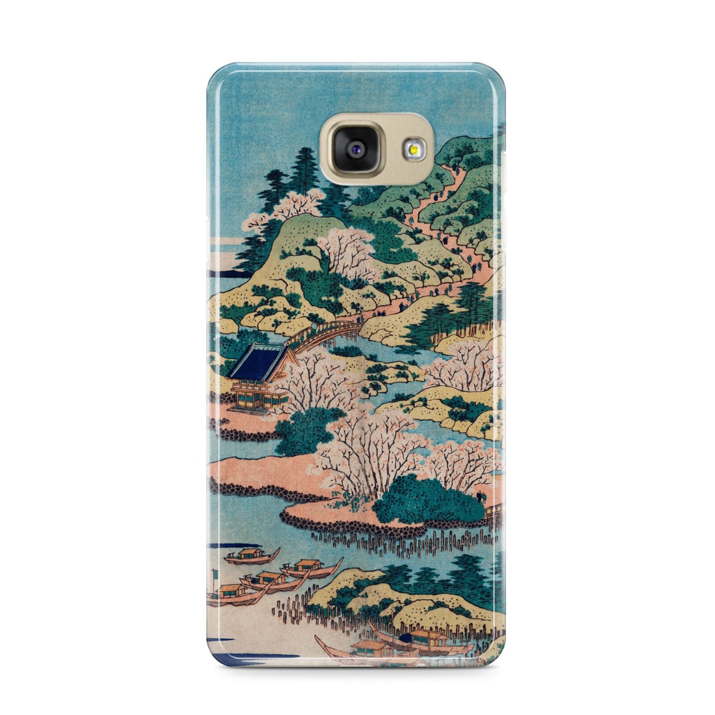 Coastal Community By Katsushika Hokusai Samsung Galaxy A9 2016 Case on gold phone