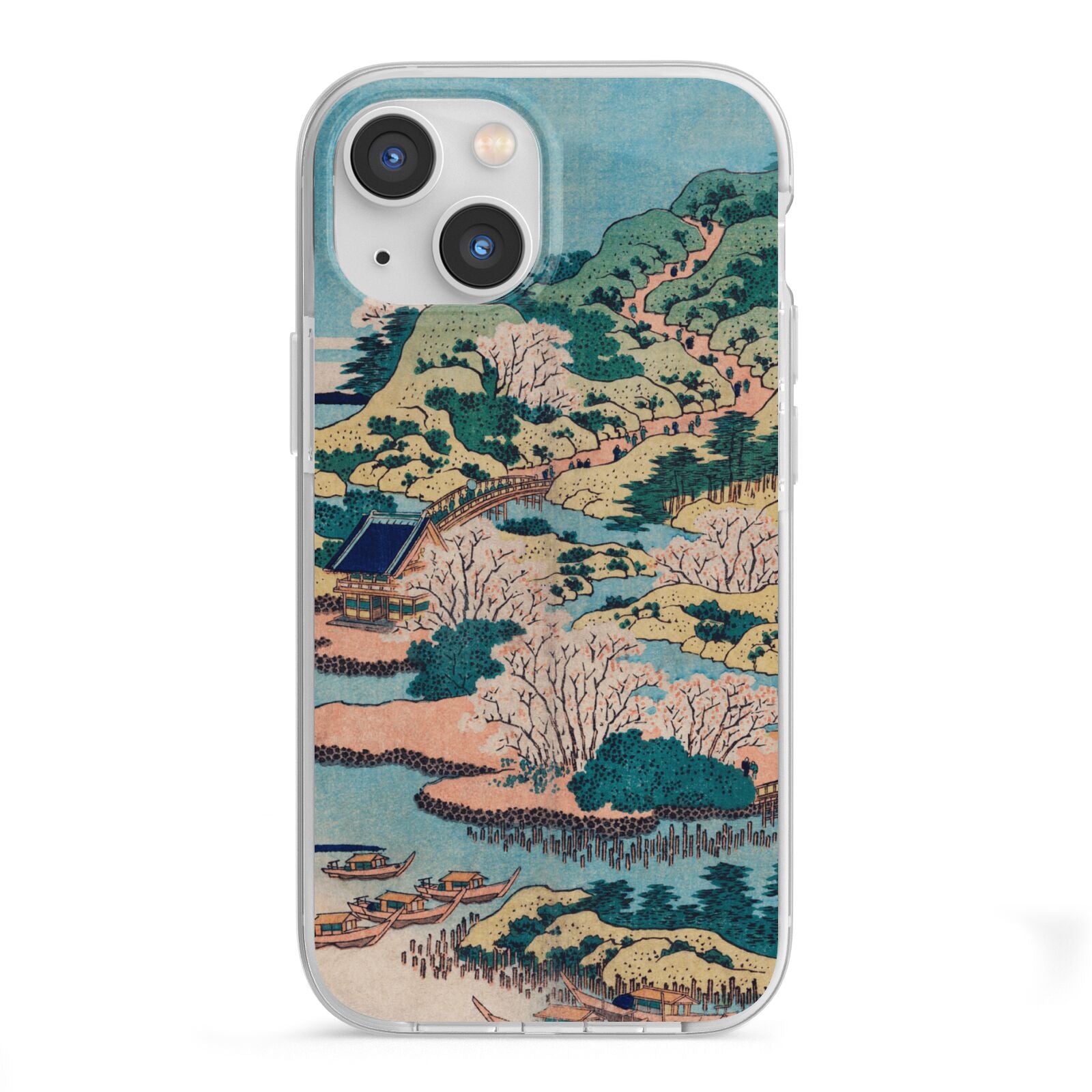 Coastal Community By Katsushika Hokusai iPhone 13 Mini TPU Impact Case with White Edges